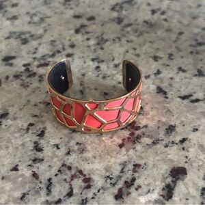 Gold and Salmon Mosaic Cuff Bracelet